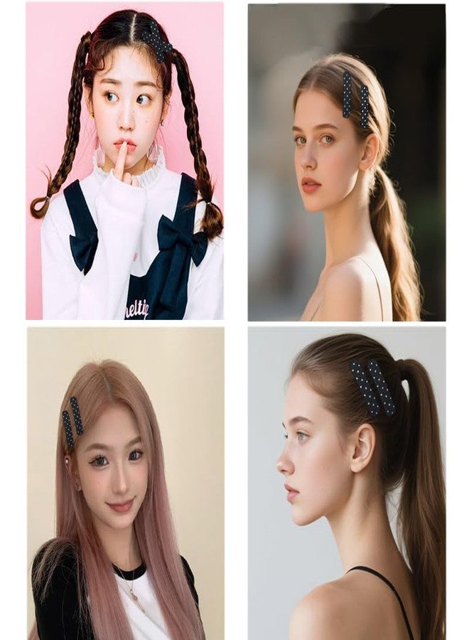 Sdopbinbin Polka Dot Snap Hair Clips Barrettes for Women French Vintage Hair Clips Black And White Hair Clip Cute Side Hair Clip Polka Dot Hair Accessories for Women Small Square Hair Barrettes 2Pcs - Image 5